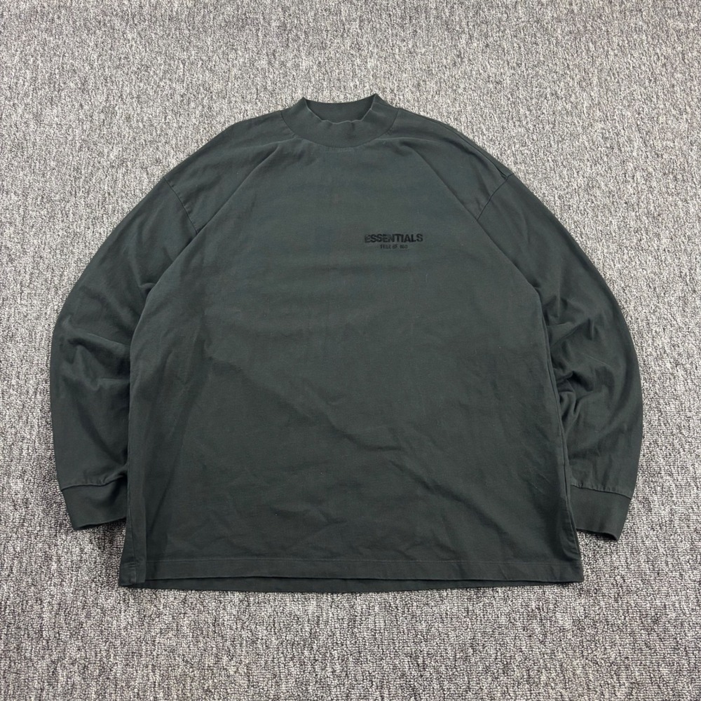 Fear of God Essentials Mock Neck Long Sleeve Boxy Oversized Shirt XL Black